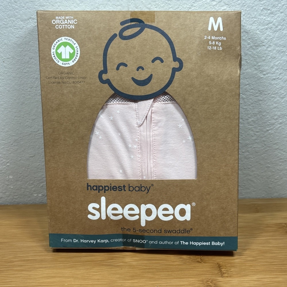 Happiest Baby Sleepea 5-Second Swaddle Medium 2-4M 12-18lbs Pink Stars
